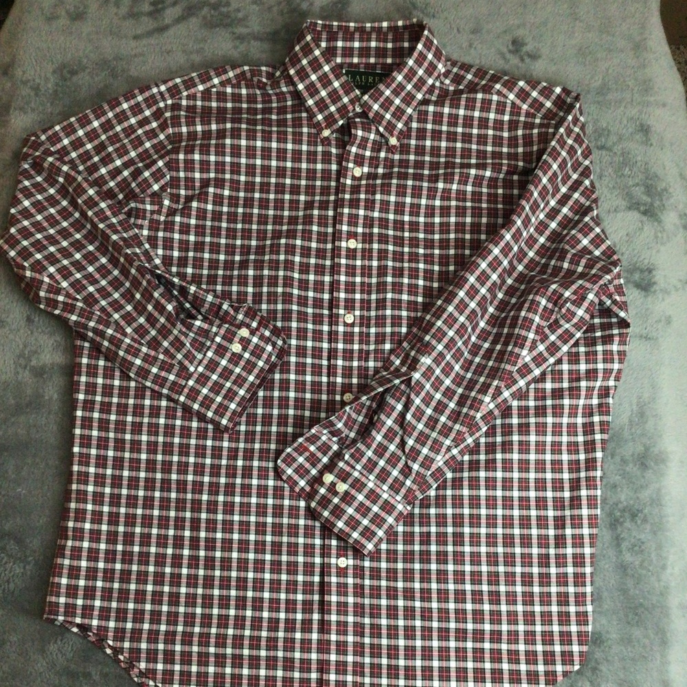 Lauren Ralph Lauren Mens Green Label Red Button Down Shirt 16.5 32/33Long Sleeve